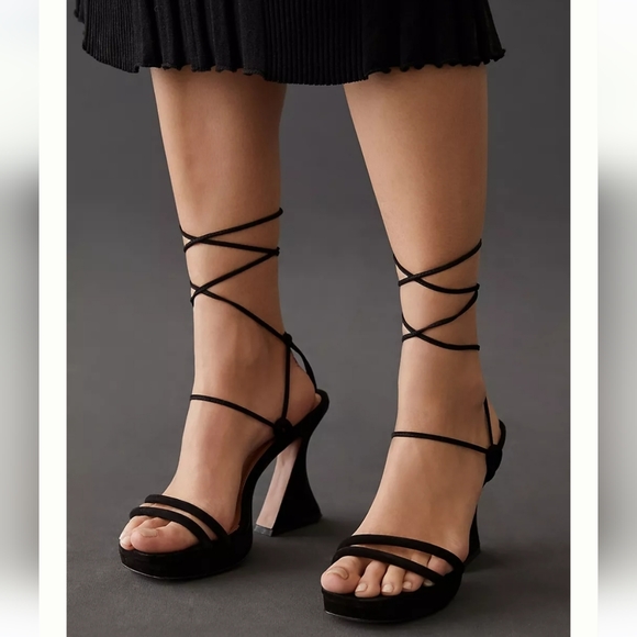 Vicenza Strappy Platform Heels- black - Picture 2 of 12